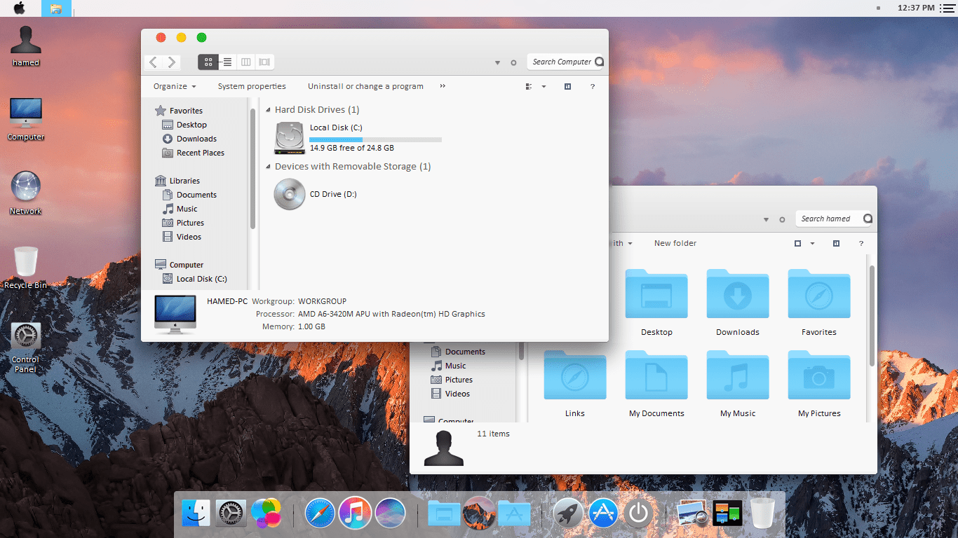 Mac OS alta Sierra Skin Pack para Windows 10